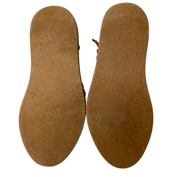 LA ROSA Pierced Leather Huaraches Embroidered Blue Butterfly sz 7" Buckle Sandal - Picture 5 of 10